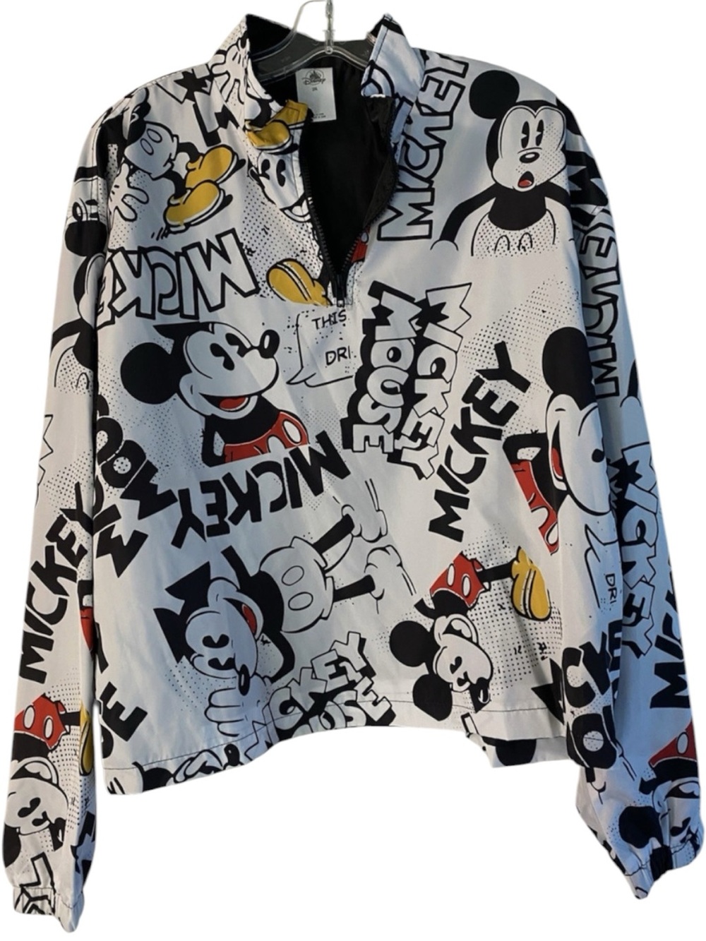 DISNEY Mickey Mouse Comic Strip Pullover Rain Jacket in White/Black Size 2X - Picture 5 of 14